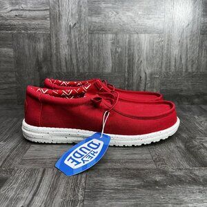 Hey Dude Wally Stretch Canvas Men's size 12 Savvy Red Casual Shoes